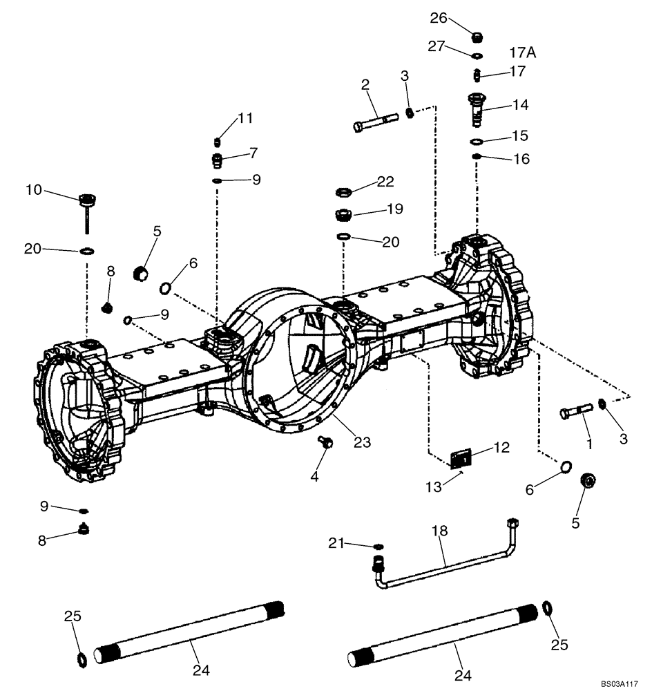 Схема запчастей Case 721D - (06-23) - AXLE, FRONT - HOUSING (06) - POWER TRAIN