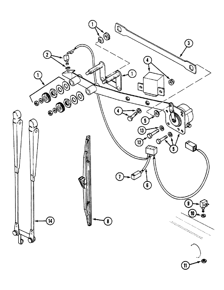 Схема запчастей Case 580SK - (4-80) - WINDSCREEN WIPERS, REAR (04) - ELECTRICAL SYSTEMS