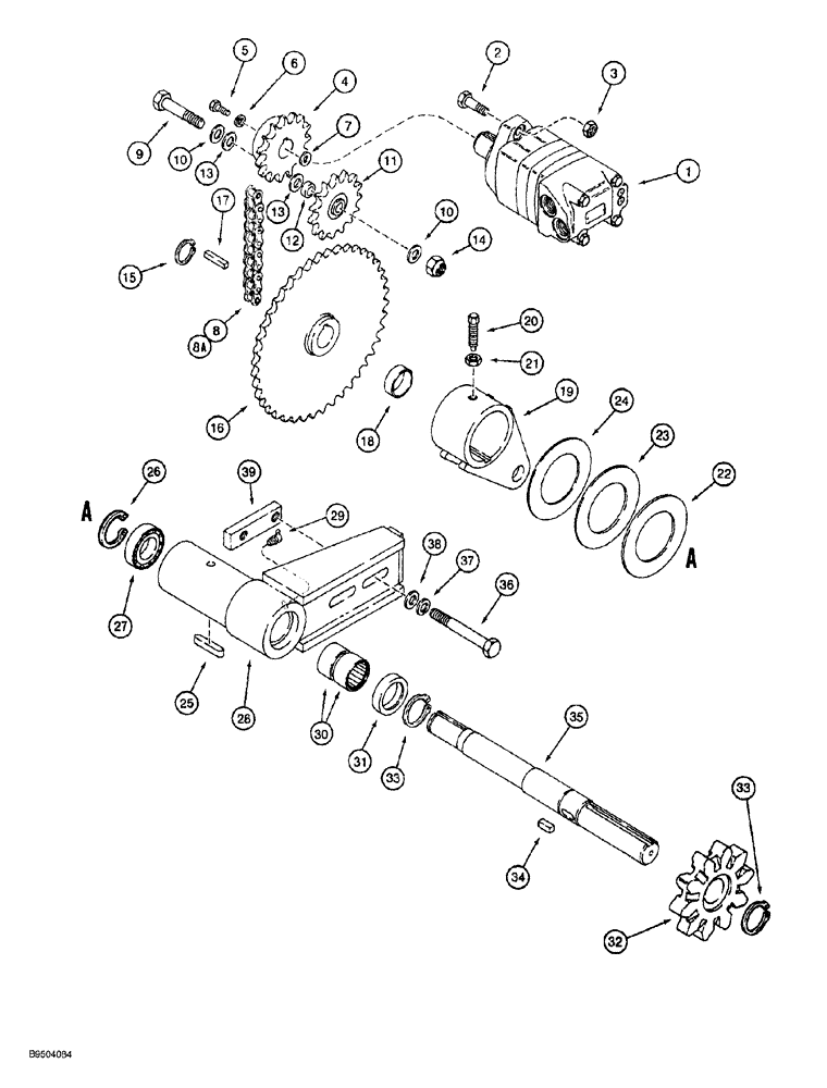 Схема запчастей Case MAXI-SNEAKER - (09-016) - TRENCHER DRIVE LINE MOUNTING (09) - CHASSIS/ATTACHMENTS