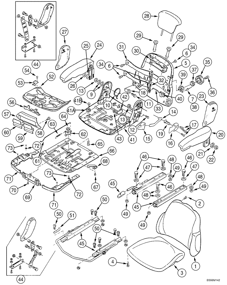 Схема запчастей Case 721D - (09-28) - SEAT ASSY, AIR SUSPENSION (09) - CHASSIS