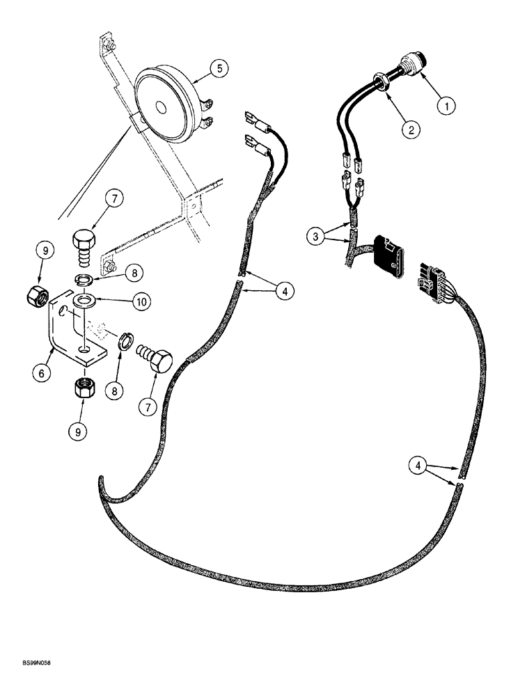 Схема запчастей Case 1150G - (4-035A) - HORN, MODELS WITH ONE HORN (06) - ELECTRICAL SYSTEMS