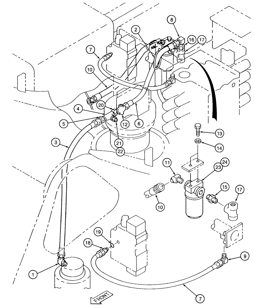 Схема запчастей Case 9060 - (8-010) - BASIC HYDRAULIC CIRCUIT, RETURN LINES TO FILTER AND RESERVOIR (08) - HYDRAULICS