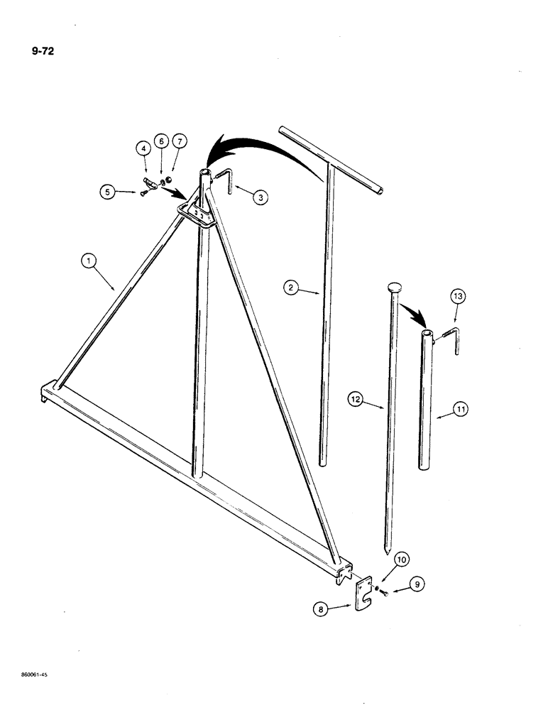 Схема запчастей Case MAXI-SNEAKER C - (9-72) - HYDRA-BORER DRILL STEM LEVEL FRAME (09) - CHASSIS/ATTACHMENTS