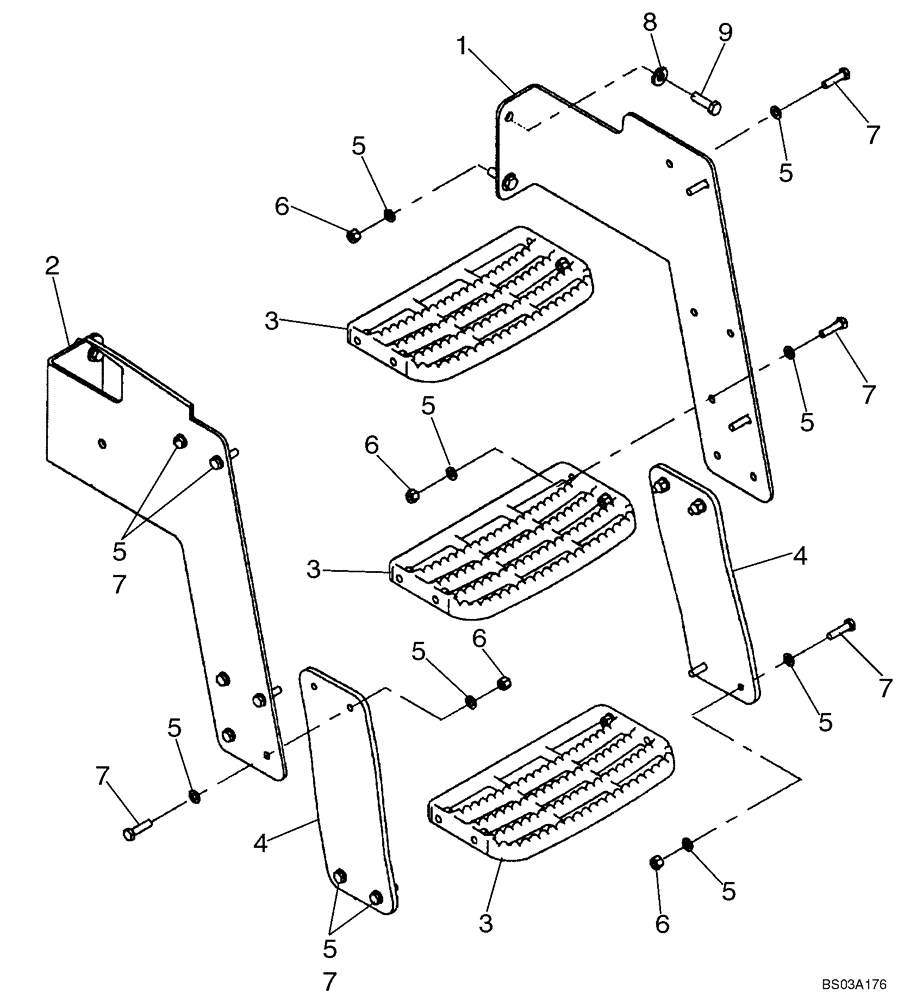 Схема запчастей Case 721D - (09-21) - FENDERS, REAR - STEPS - LEFT (09) - CHASSIS