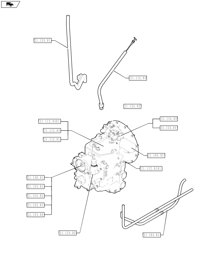 Схема запчастей Case 590SN - (00.000.21[01]) - PICTORIAL INDEX - TRANSMISSION POWERSHUTTLE (00) - GENERAL & PICTORIAL INDEX