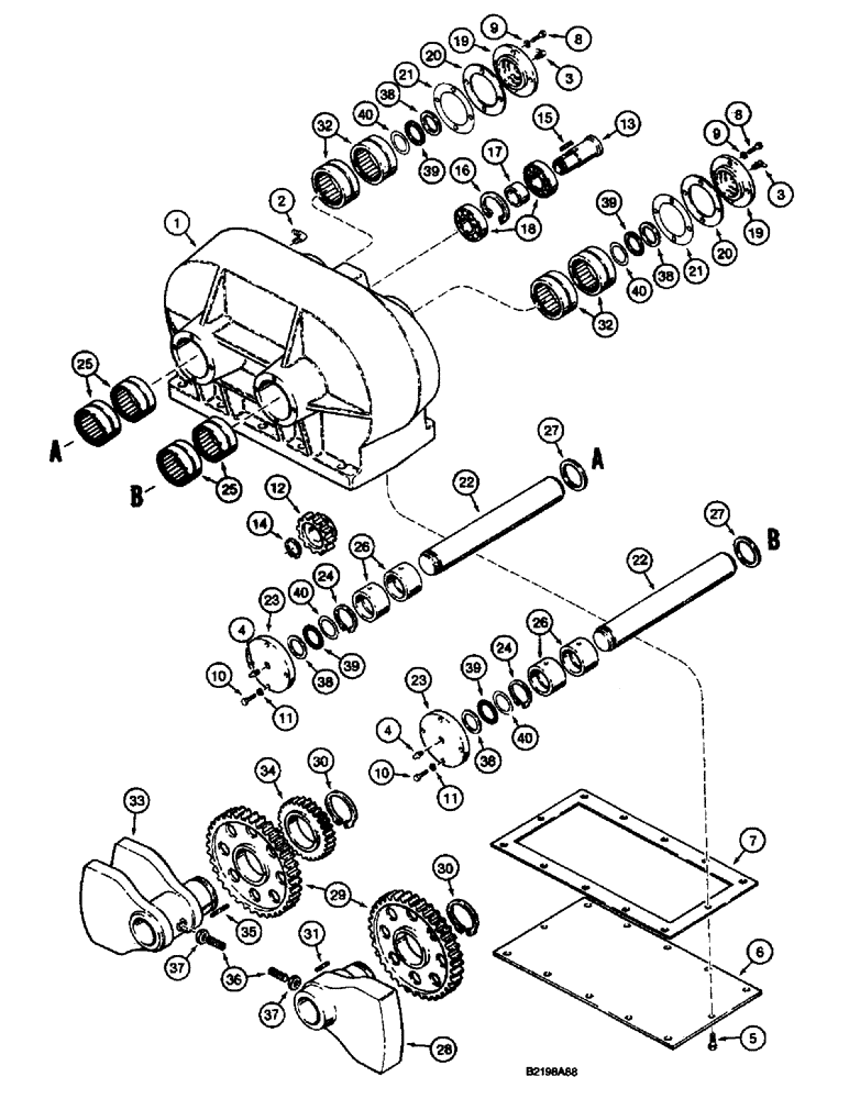 Схема запчастей Case 660 - (9-114) - PLOW GEARBOX - H674911, FOR ALL TRENCHERS EXCEPT INTEGRAL QUAD (09) - CHASSIS/ATTACHMENTS