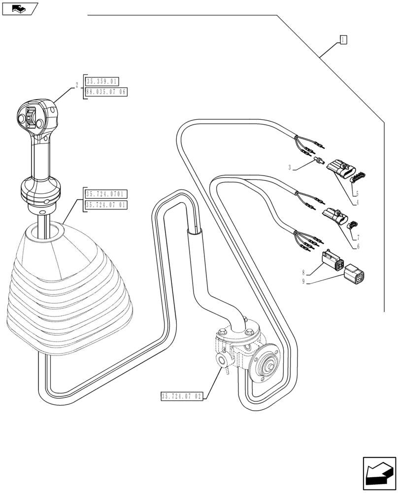 Схема запчастей Case 580SN - (88.035.23[05]) - DIA KIT, PILOT CONTROLS, 3 SPOOLS, STANDARD TRANSMISSION (88) - ACCESSORIES