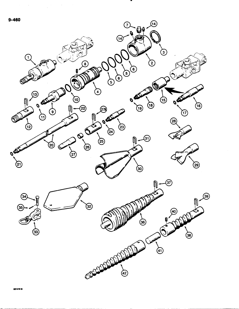 Схема запчастей Case DH4B - (9-460) - HYDRA-BORER COUPLER AND BORING ATTACHMENTS (09) - CHASSIS/ATTACHMENTS