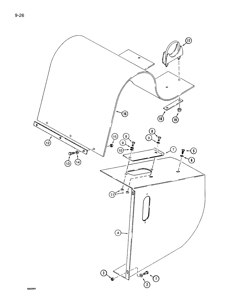 Схема запчастей Case 360 - (9-026) - TRENCHER DRIVE CHAIN GUARD AND DIRT DEFLECTOR (09) - CHASSIS/ATTACHMENTS