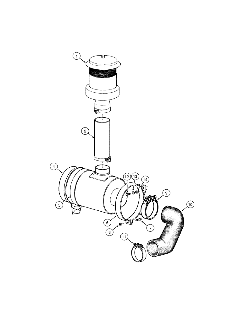 Схема запчастей Case 845 - (02-14[01]) - AIR CLEANER - MOUNTING (02) - ENGINE