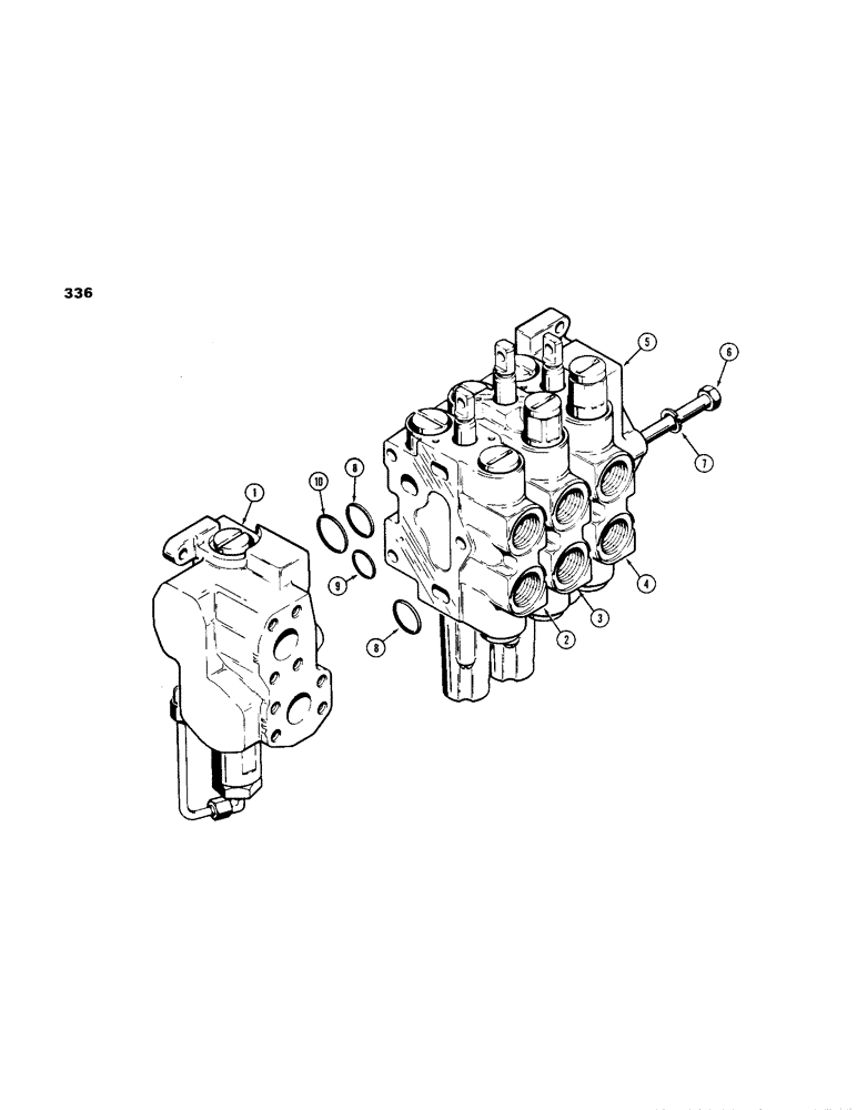 Схема запчастей Case 1150B - (336) - R33645 THREE SPOOL VALVE, TILT DOZER WITH RIPPER (07) - HYDRAULIC SYSTEM