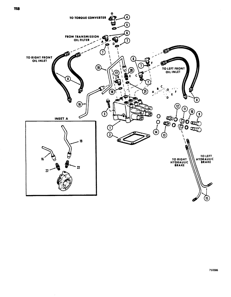 Схема запчастей Case 450 - (118) - TRANSMISSION HYDRAULIC LINES (03) - TRANSMISSION