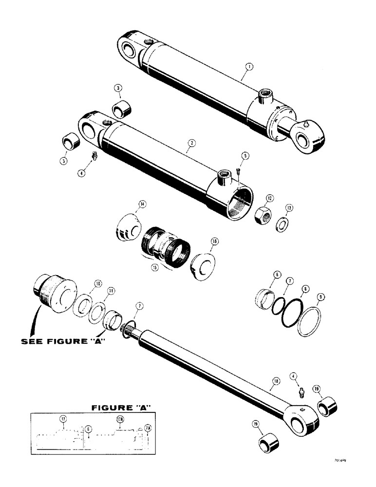 Схема запчастей Case 310G - (270) - ANGLING CYLS (POWER ANGLING DOZER),USES SPLIT SNAP IN OUTER ROD WIPER (07) - HYDRAULIC SYSTEM