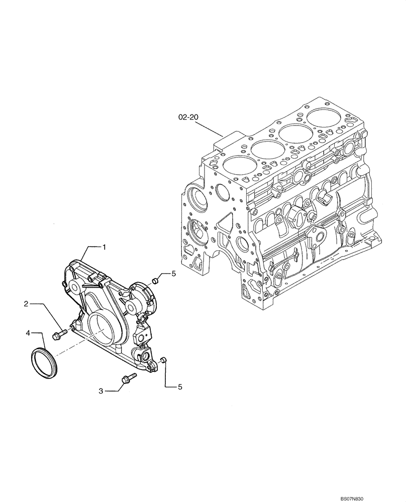 Схема запчастей Case 521E - (02-32) - FRONT GEAR COVER (02) - ENGINE