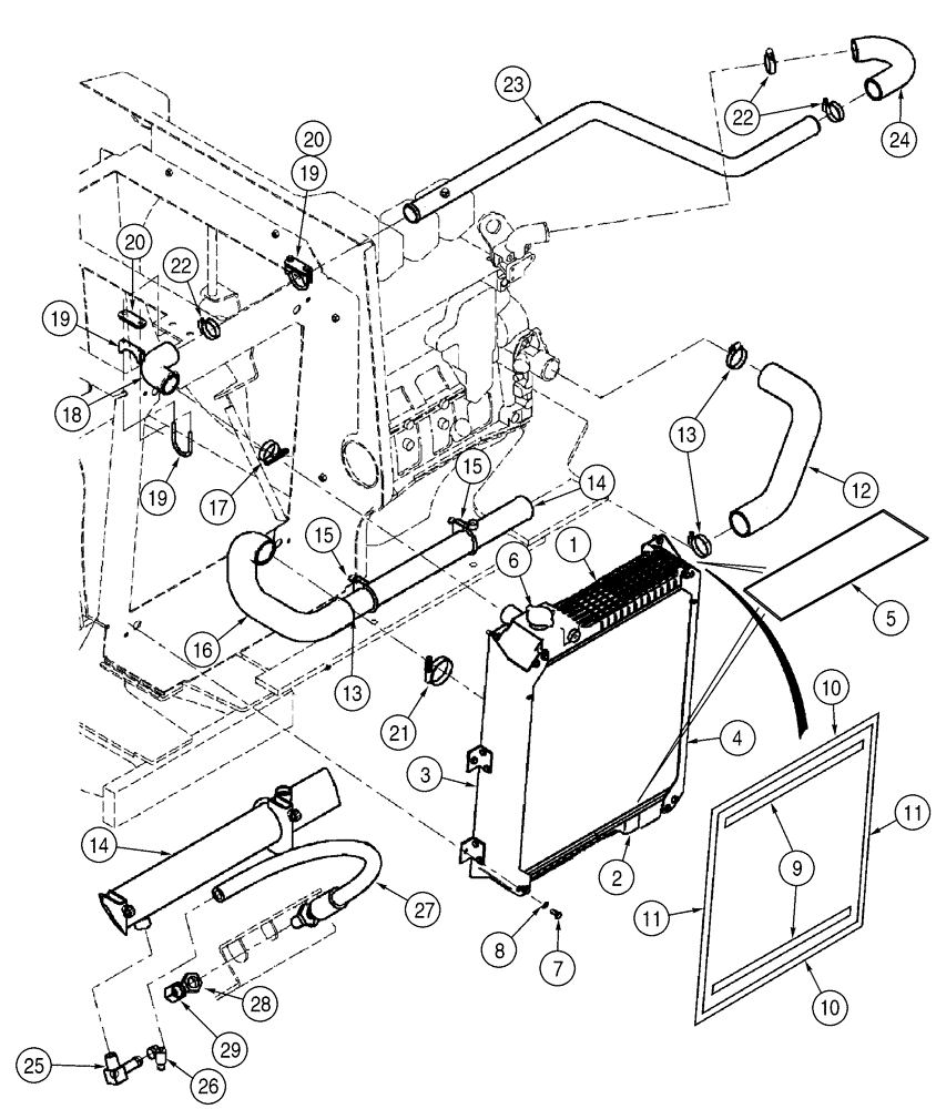 Схема запчастей Case 621D - (02-02) - RADIATOR - MOUNTING (02) - ENGINE