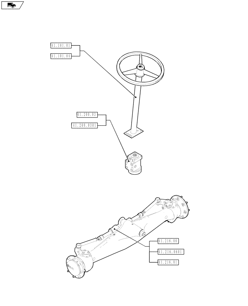 Схема запчастей Case 590SN - (00.000.41[01]) - PICTORIAL INDEX - STEERING (00) - GENERAL & PICTORIAL INDEX