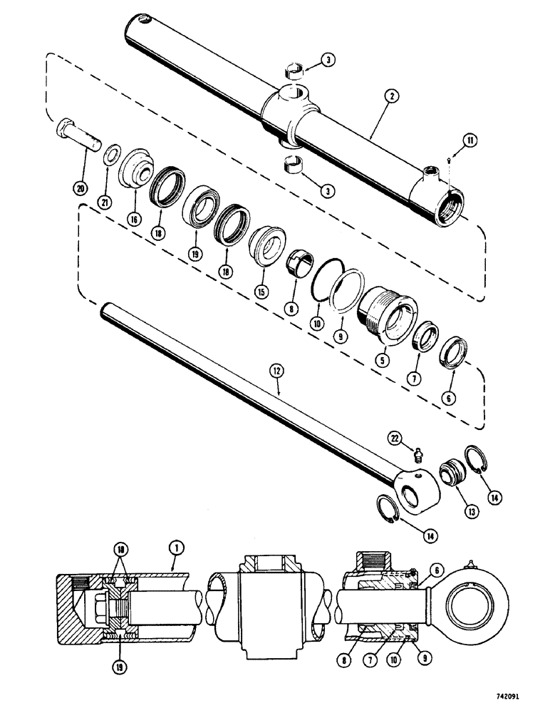 Схема запчастей Case 475 - (166) - G33346 REEL CARRIER LIFT CYLINDER, HAS SOLID PISTON ROD EYE (35) - HYDRAULIC SYSTEMS