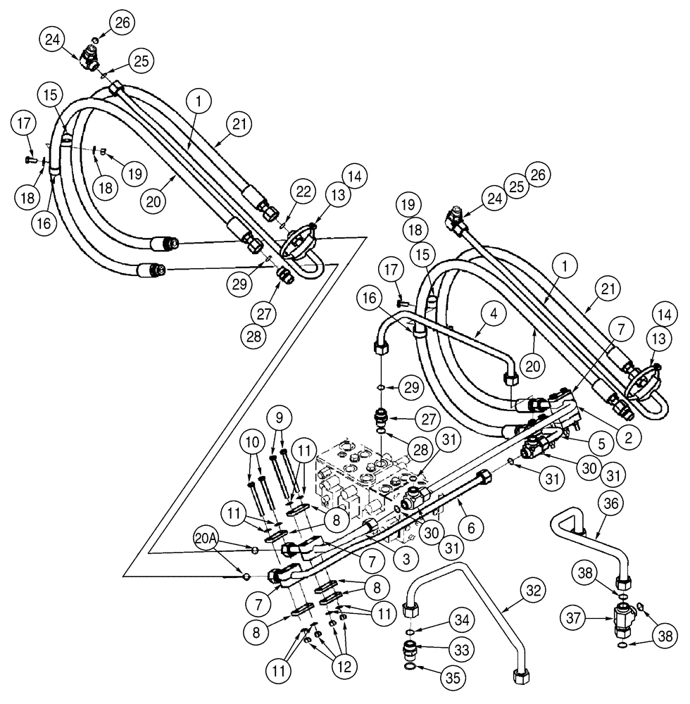 Схема запчастей Case 621D - (08-05) - HYDRAULICS - LOADER LIFT, XT LOADER (08) - HYDRAULICS