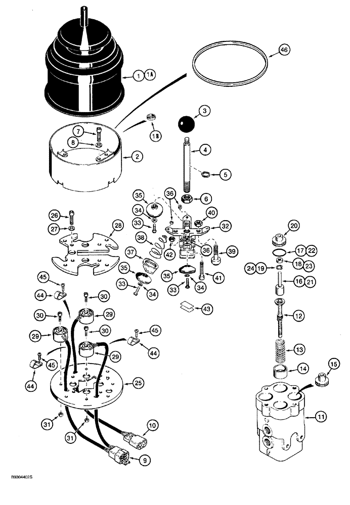 Схема запчастей Case 921 - (8-086) - SINGLE LEVER REMOTE CONTROL VALVE 107390A1, P.I.N. JAK0022795 AND AFTER (08) - HYDRAULICS