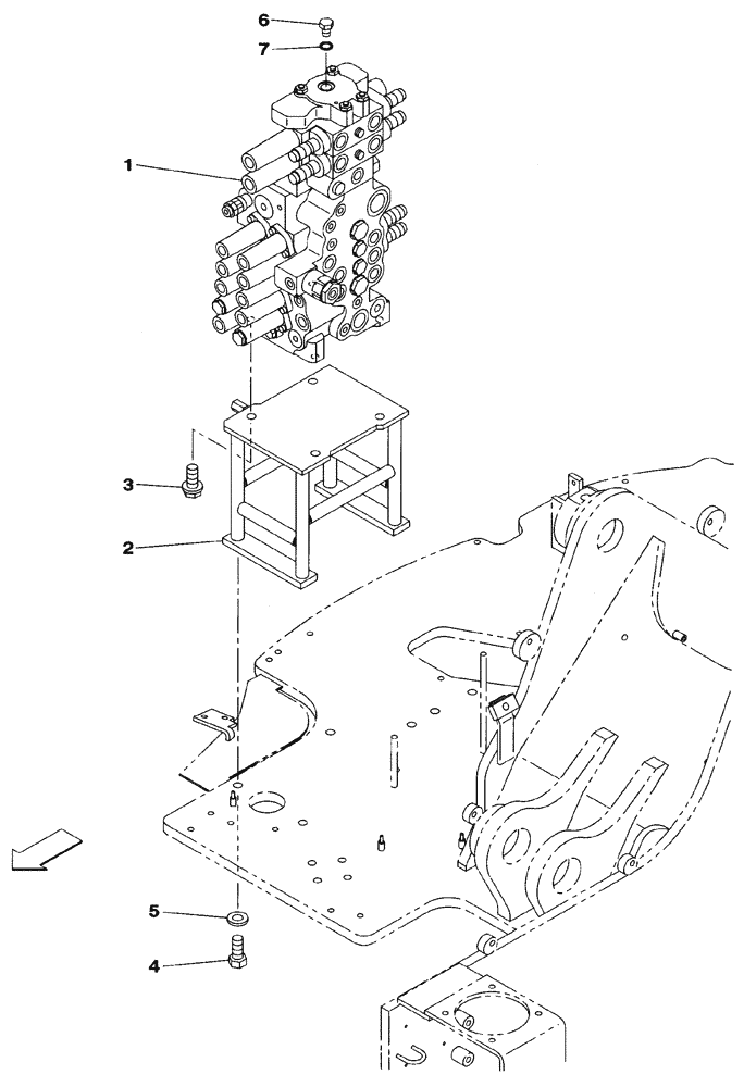 Схема запчастей Case CX75SR - (08-23[01]) - CONTROL VALVE - SUPPORT - WITHOUT DOZER BLADE (08) - HYDRAULICS