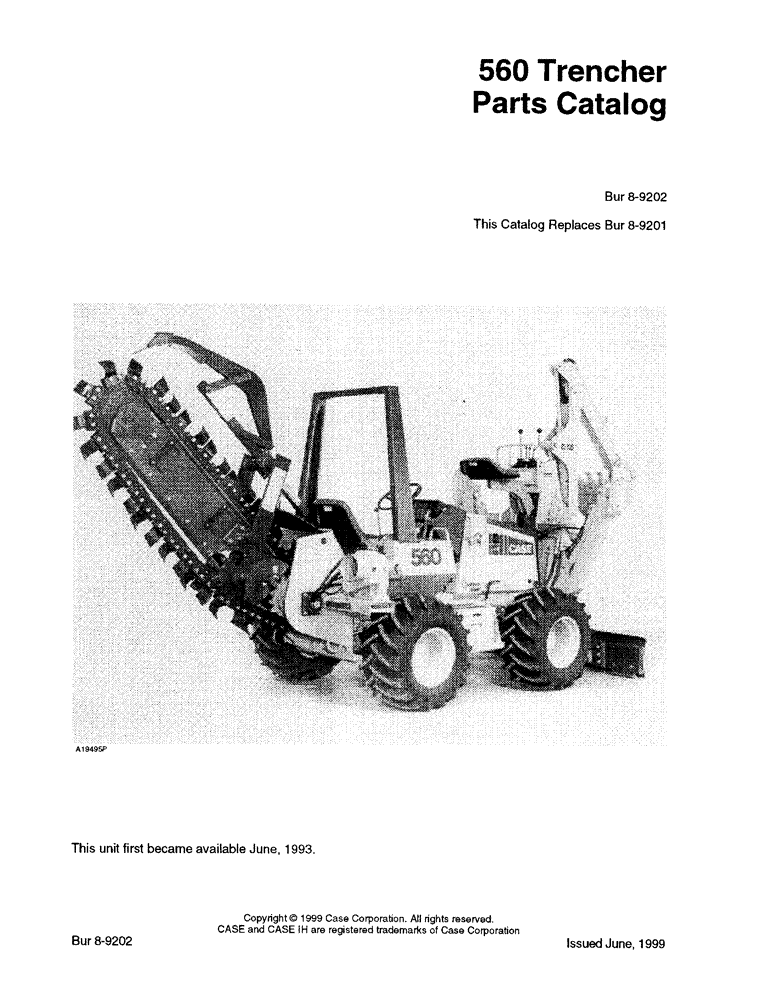 Схема запчастей Case 560 - (1-01) - 560 TRENCHER PARTS CATALOG (00) - PICTORIAL INDEX