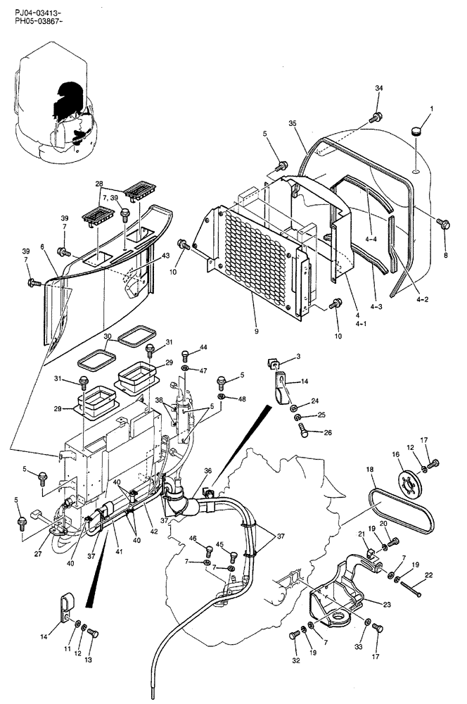 Схема запчастей Case CX50B - (06-019) - COOLER ASSEMBLY P/N PH20M00018F1 OPTIONAL PARTS