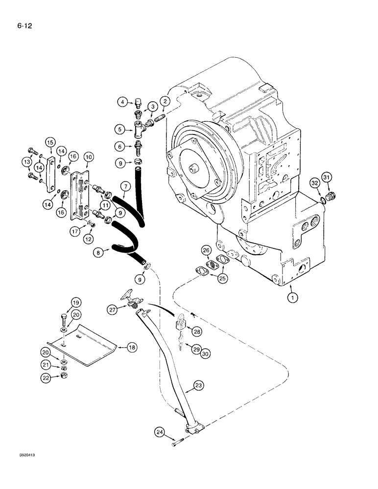 Схема запчастей Case 721 - (6-12) - TRANSMISSION FILL TUBE MOUNTING AND SIGHT GAUGE, P.I.N. JAK0022758 & AFTER (06) - POWER TRAIN