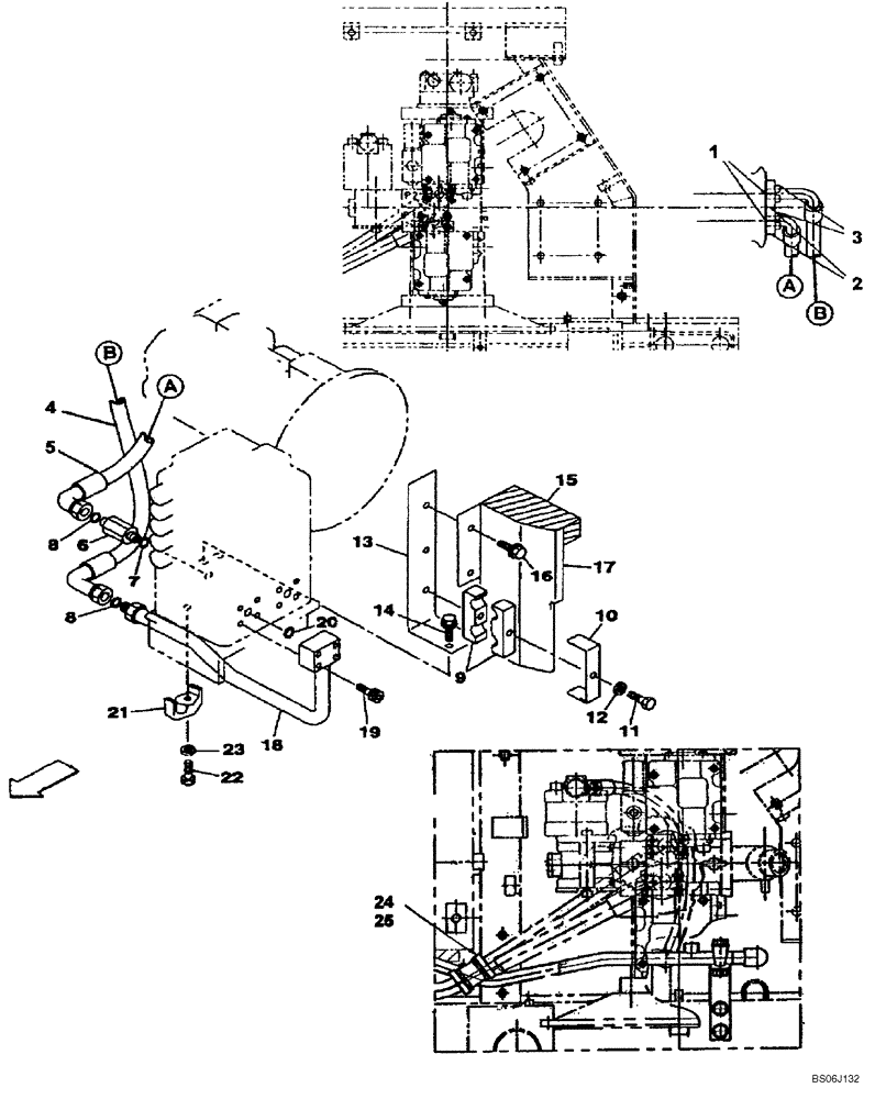 Схема запчастей Case CX130 - (08-012) - HYDRAULICS - CONTROL VALVE SUPPLY (DAC0713246 - ) (08) - HYDRAULICS