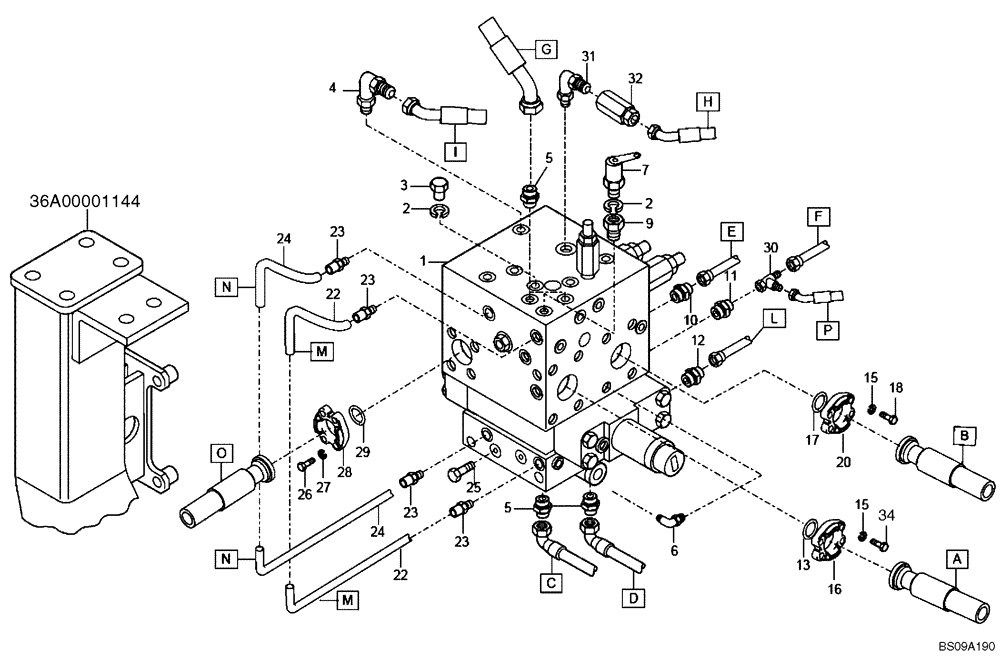 Схема запчастей Case 330B - (72A00000770[001]) - VALVE, HYDRAULIC DISTRIBUTION (P.I.N. HHD0330BN7PG57000 AND AFTER) (84160209) (09) - Implement / Hydraulics / Frame / Brakes