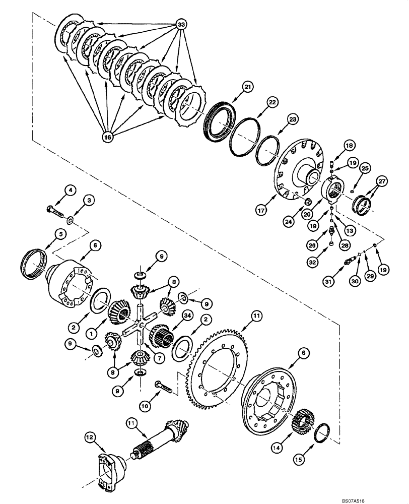 Схема запчастей Case 845 DHP - (06.33[00]) - REAR AXLE DANA - RING GEAR AND PINNION (06) - POWER TRAIN