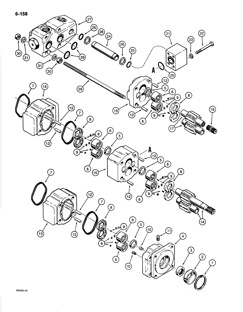 Схема запчастей Case 1080B - (6-158) - TRACK DRIVE HYDRAULIC MOTORS, PRIOR TO P.I.N. 6271846 (06) - POWER TRAIN