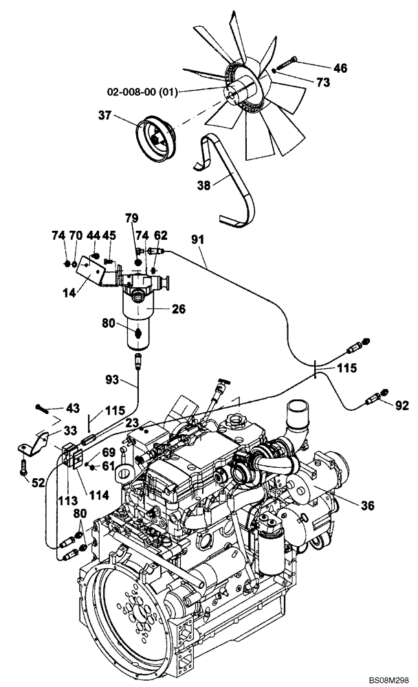 Схема запчастей Case SV216 - (10.206.01) - BELT AND FILTERS, ENGINE MOUNTING (GROUP 106) (ND133165) (10) - ENGINE