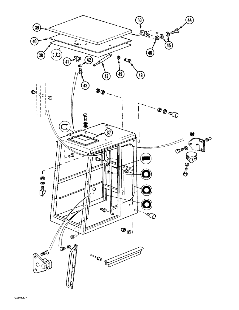 Схема запчастей Case 170C - (9-084) - CAB, CAB FRAME AND RELATED PARTS, P.I.N. 02301 AND AFTER (09) - CHASSIS