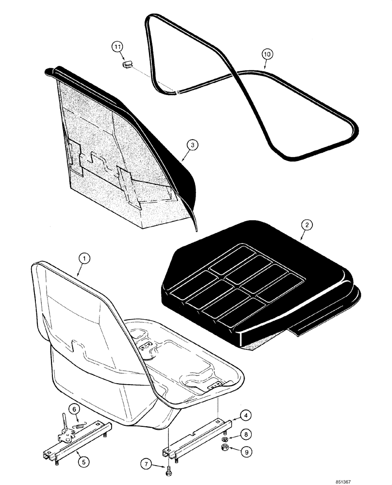 Схема запчастей Case 1840 - (09-21) - STANDARD OPERATORS SEAT (EUROPE JAF0098065 - , NORTH AMERICA) (09) - CHASSIS/ATTACHMENTS