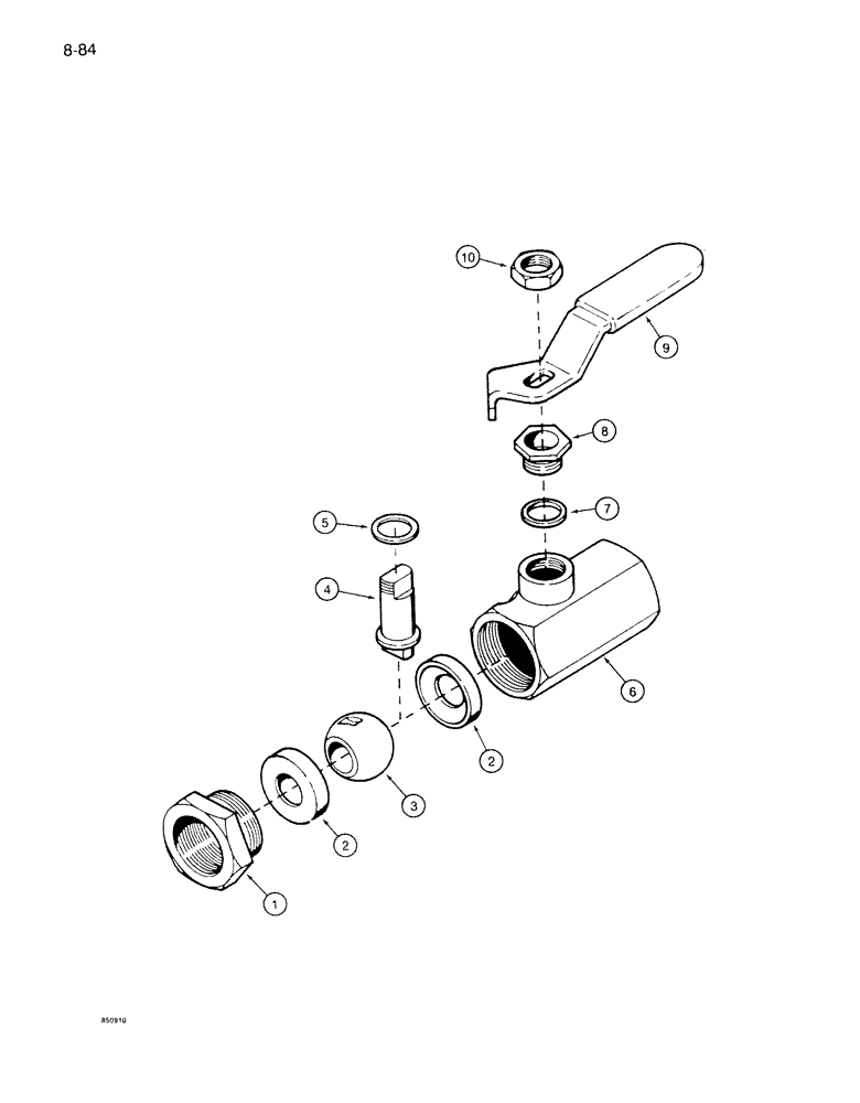 Схема запчастей Case 1085B - (8-084) - SHUTOFF VALVE, USED WITH OPTIONAL FRONT OUTRIGGERS ON 1085B - STANDARD ON 1086B (08) - HYDRAULICS