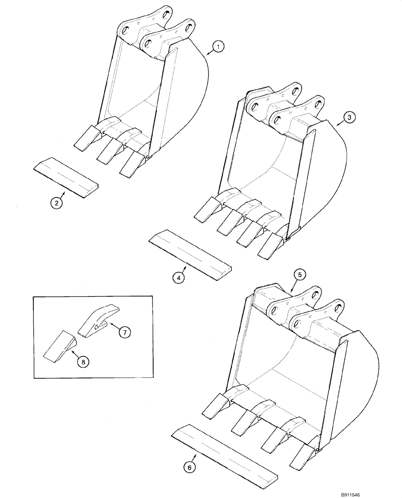 Схема запчастей Case 1840 - (09-72) - BACKHOE - BUCKETS (D125) (09) - CHASSIS/ATTACHMENTS