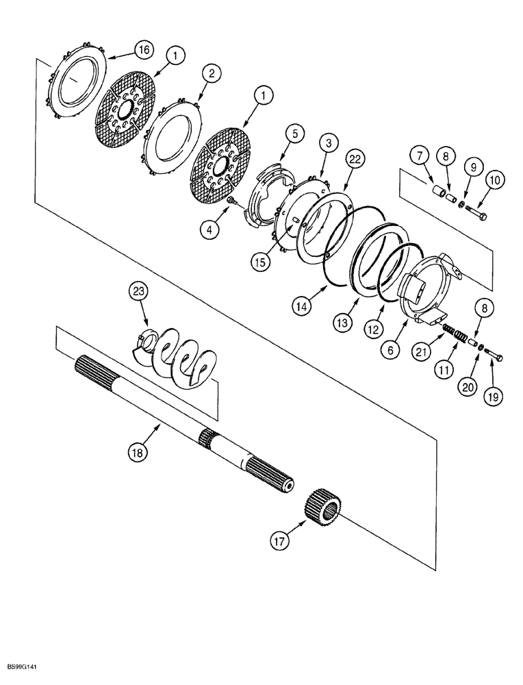 Схема запчастей Case 580SL - (7-002) - REAR DRIVE AXLE, DIFFERENTIAL BRAKE - P/N 279169A1 & 279168A1 (07) - BRAKES