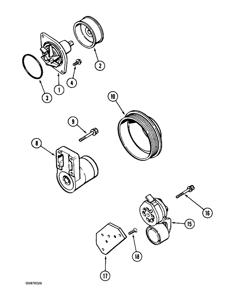 Схема запчастей Case 888 - (2-26) - WATER PUMP SYSTEM, 6T-590 DIESEL ENGINE (02) - ENGINE