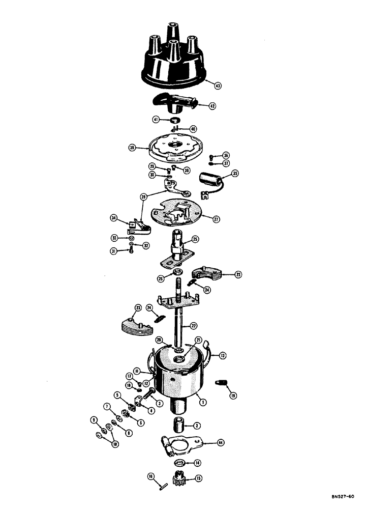 Схема запчастей Case 310E - (018) - G11051 DISTRIBUTOR (AUTO-LITE NO. 1AD-6003-2J) (06) - ELECTRICAL SYSTEMS