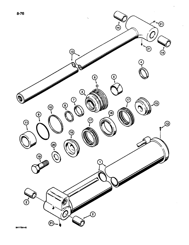 Схема запчастей Case 1187C - (8-76) - TOOL CYLINDER, USED WITH FELLER BUNCHER ONLY (08) - HYDRAULICS