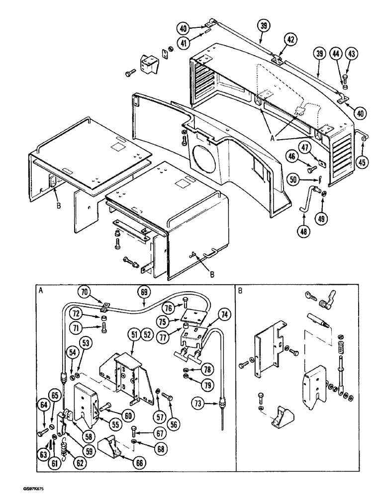 Схема запчастей Case 220B - (9-028) - REAR ACCESS COVERS AND SHROUD, P.I.N. 74441 THROUGH 74597, P.I.N. 03201 AND AFTER (CONT) (09) - CHASSIS