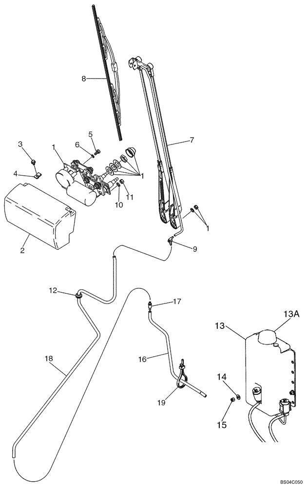 Схема запчастей Case 521D - (04-34) - CAB - WIPER, FRONT (04) - ELECTRICAL SYSTEMS