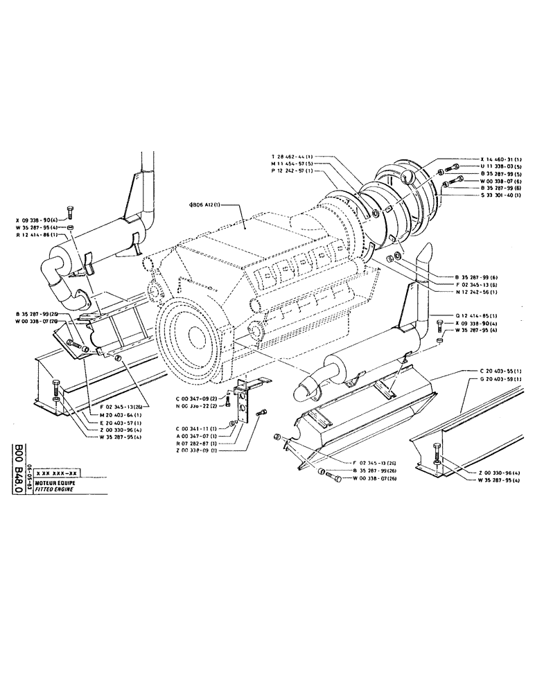 Схема запчастей Case 220 - (037) - FITTED ENGINE (01) - ENGINE