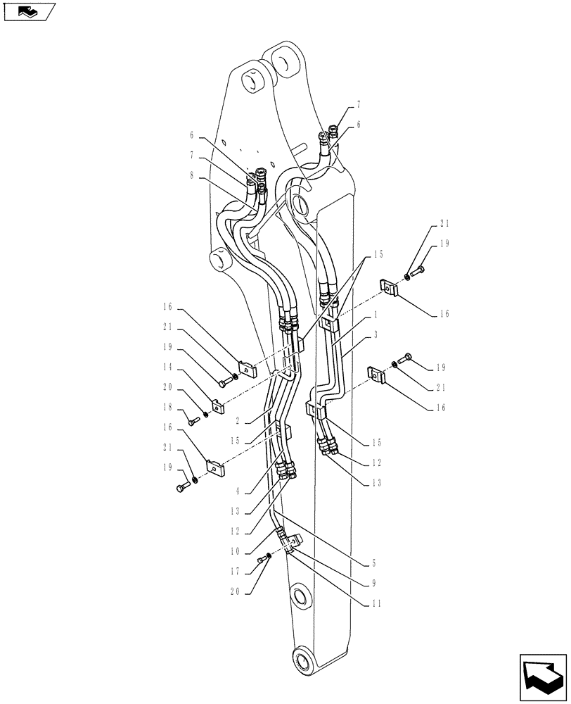 Схема запчастей Case CX55BMSR - (03-029[00]) - HYD LINES, ARM (ROTARY) (35) - HYDRAULIC SYSTEMS