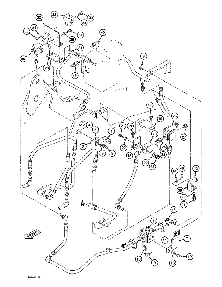 Схема запчастей Case 9020B - (8-082) - DOUBLE ACTION AUXILIARY EQUIPMENT OPTION, COMPONENT MOUNTING (08) - HYDRAULICS