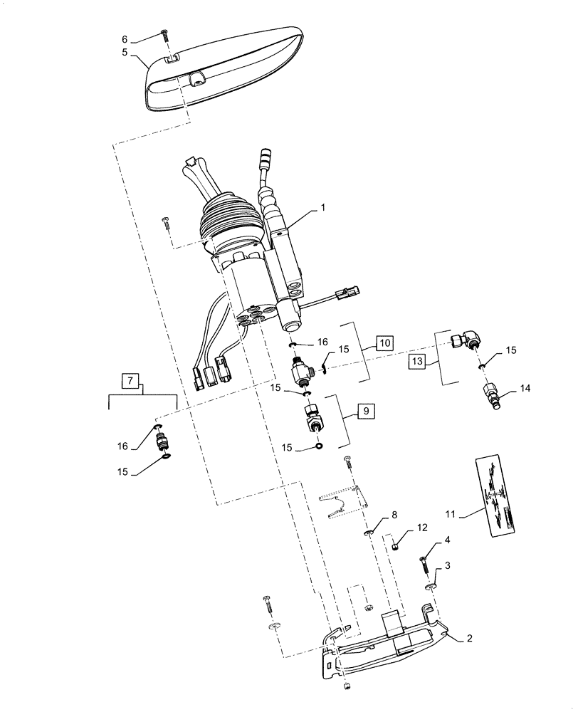 Схема запчастей Case 1021F - (35.128.04) - VALVE ASSEMBLY - JOYSTICK CONTROL INSTALLATION - 3 FUNCTION JOYSTICK, 1 LEVER (35) - HYDRAULIC SYSTEMS