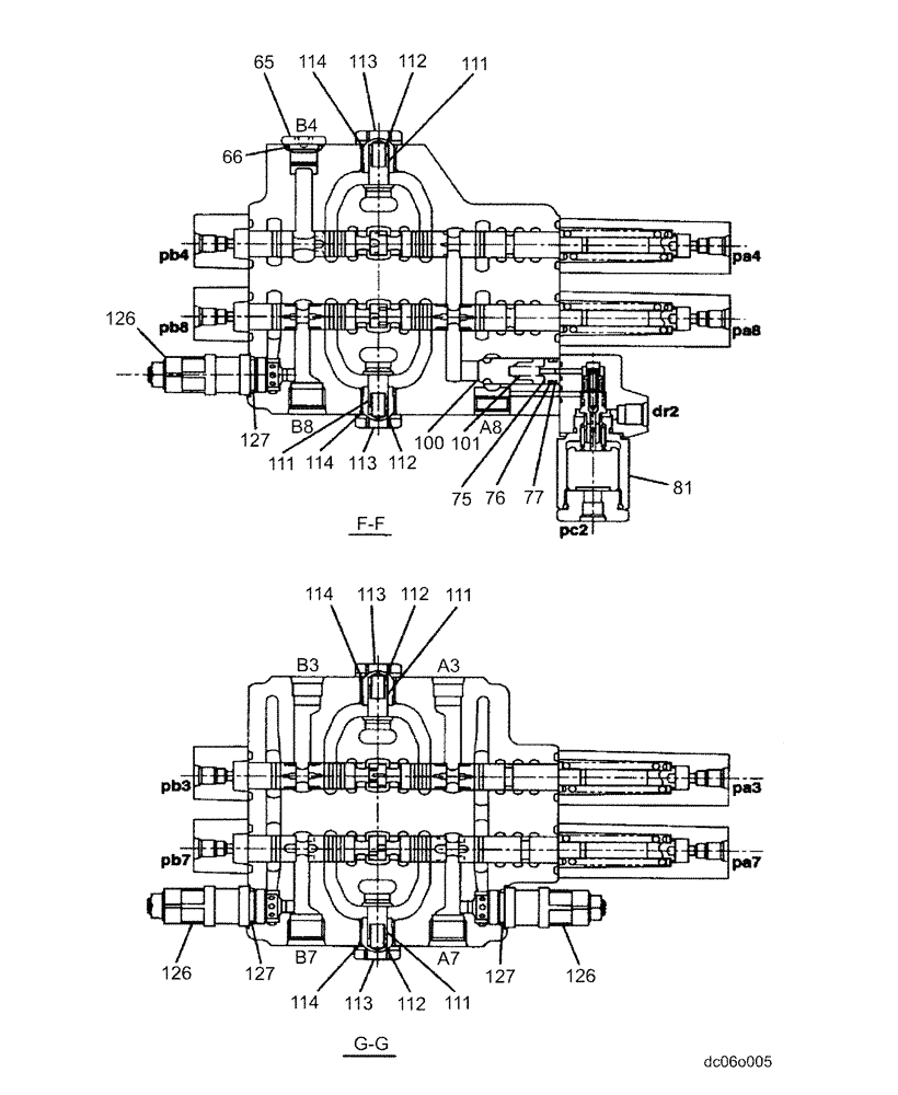 Схема запчастей Case CX80 - (08-73) - CONTROL VALVE (KAJ5076) 5 OF 8 (08) - HYDRAULICS