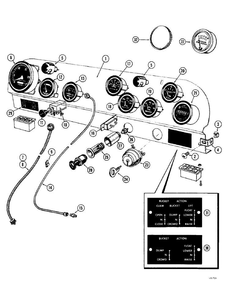 Схема запчастей Case W10B - (078) - INSTRUMENT PANEL, GAS ENGINE, USED WITH GENERATOR ELECTRICAL SYSTEM (04) - ELECTRICAL SYSTEMS