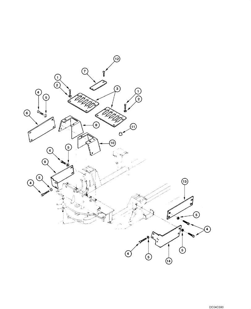 Схема запчастей Case 845 - (09.25[00]) - PROTECTION PLATES - REAR CHASSIS (09) - CHASSIS