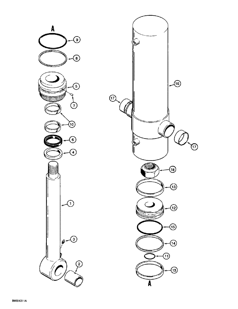 Схема запчастей Case 560 - (8-112) - TRENCHER BOOM LIFT CYLINDER ASSEMBLY - H672821, PLANETARY DRIVE TRENCHER (08) - HYDRAULICS